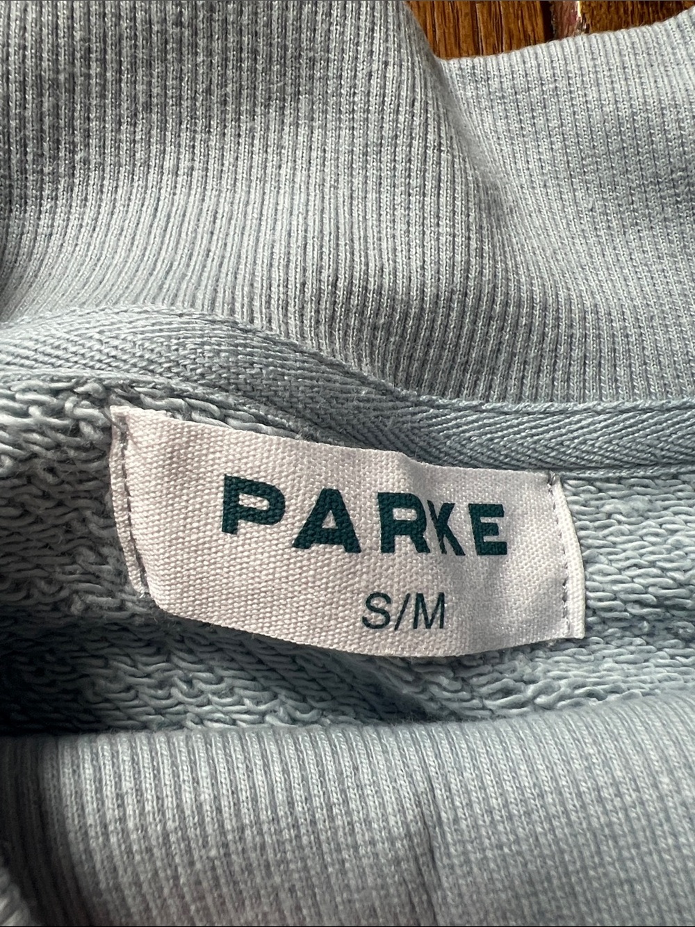 Parke Salty Light Blue Heritage Mockneck Sweatshirt Size S/M NWT New In Bag - Picture 3 of 6